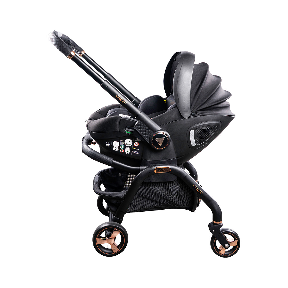 Viano Cruze Car Seat Stroller - Black and Rose Gold